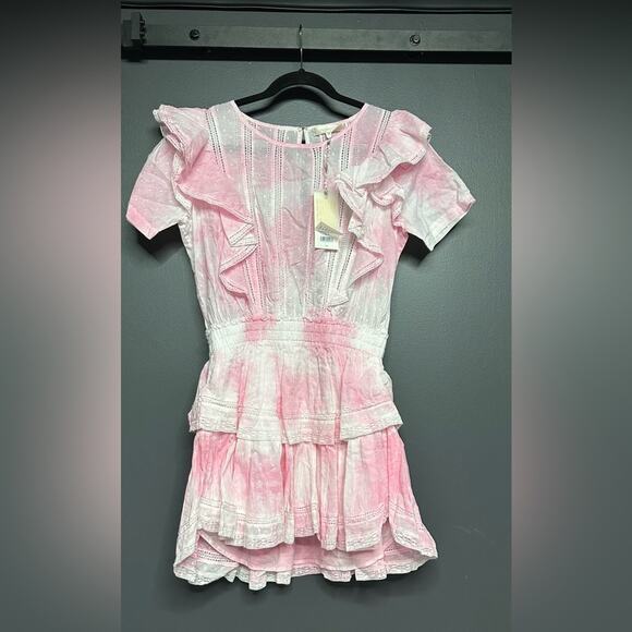 NWT LoveShackFancy Natasha Mini Dress Island Pink Tie Dye XS - Picture 5 of 7